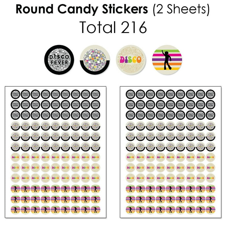 70's Disco - Mini Candy Bar Wrapper Stickers - 1970s Disco Fever Party  Small Favors - 40 Count