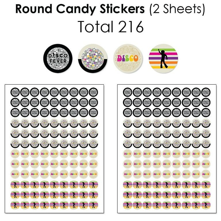 70's Disco - Mini Candy Bar Wrapper Stickers - 1970s Disco Fever Party  Small Favors - 40 Count