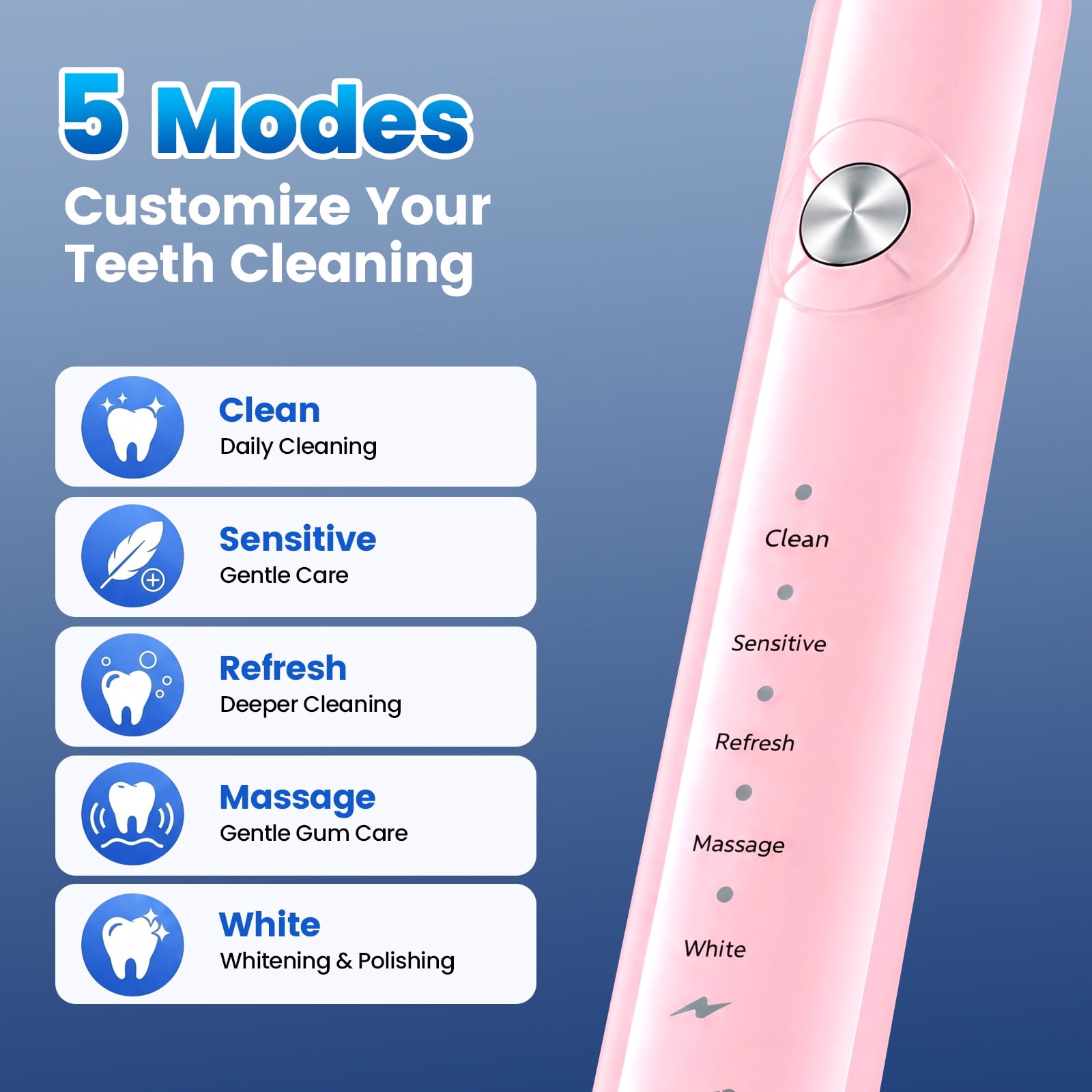 JTF Sonic Electric Toothbrush for Adults and Kids with Travel Case and 6 Brush Heads, 5 Modes 40000 VPM Rechargeable Power Toothbrush with Wireless Charger, IPX7 Waterproof... JTF Sonic Electric Toothbrush for Adults and Kids with Travel Case and 6 Brush Heads, 5 Modes 40000 VPM Rechargeable Power Toothbrush with Wireless Charger, IPX7 Waterproof... - Image 5