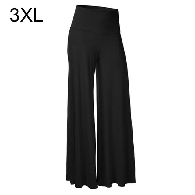 Pantalones Pantalones de yoga de cintura alta Pantalones de mujer de pierna ancha Ropa deportiva, Negro, 3XL AweSitey AP002098-20