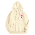 thumbnail image 4 of Xudanell Teen Girls Hoodie Coconut Tree Print Sweatshirt for Women Comfortable Loose Fit Light Sweaters for Women Beige L, 4 of 6