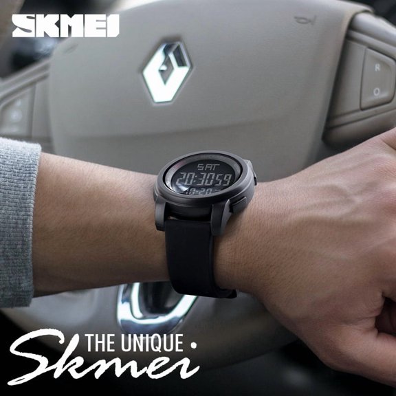 Simple Digital Men’s Military Watches Waterproof Electronic LED Double Time Black Wristwatch Sport