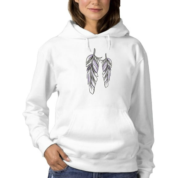 2 Beautiful Purple Feathers Hoodie Women -GoatDeals Designs, Female x-Large