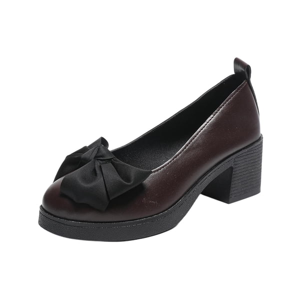 Xfvqtps Womens Bow Detail Block Heel Mules Slip On Comfortable Shoes for Spring Summer Casual Office Wear