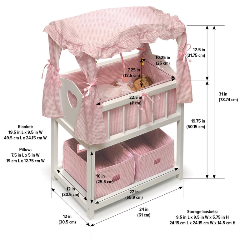 Badger Basket Canopy Doll Crib with Mobile and Baskets photo 5