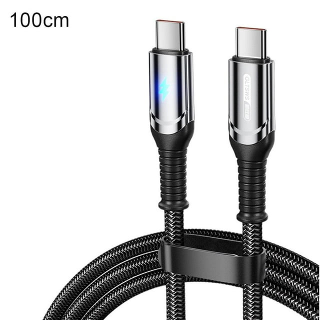 240w Dual-Head Type C to Type C Data Cable with Intelligent Power-Off and Overcharge Prevention, USB Charging Cable with Led Light for Phone Laptops Tablets