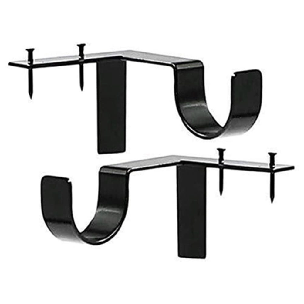 1Pair Hang Curtain Rod Holders Tap Right Into Window Frame Curtain Rod Bracket 