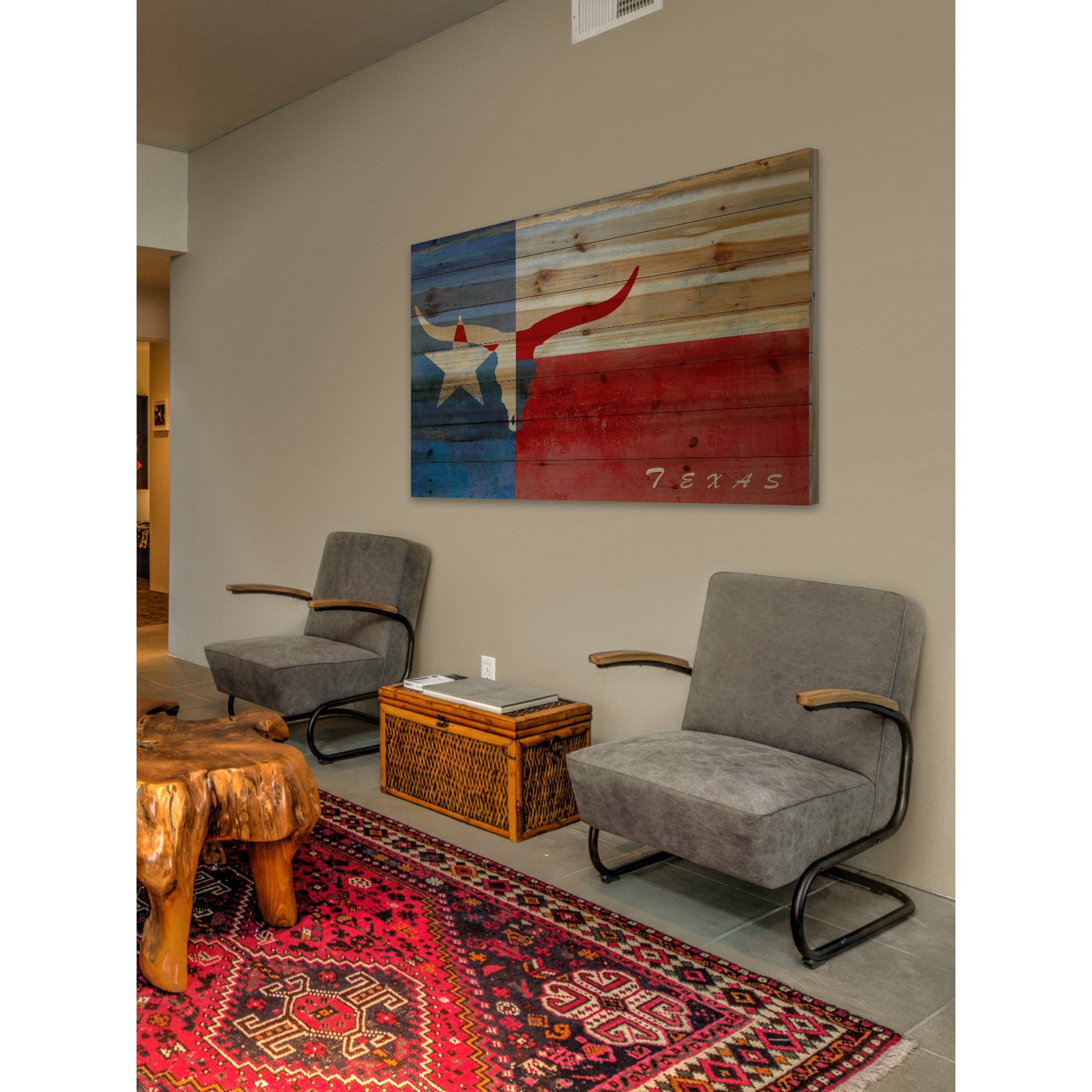 MARMONT HILL  - 'Texan Origins' Painting Print on Natural Pine Wood - Multi-Color 36 x 24