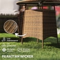 thumbnail image 3 of Brown Round Patio Table with Umbrella Hole - 31.5" Bistro Table for Garden, Balcony & Outdoor Dining - Steel & Rattan Coffee Table, 3 of 7