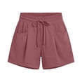 thumbnail image 6 of Wide Leg Shorts for Women Summer Casual Lightweight Elastic High Waist Loose Fit Beach Shorts with Pockets, 6 of 6