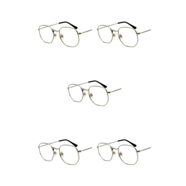 Thinsony Hexagonal Polarized Lightweight Frame Unisex Protection PC Hexagon Men Women Comfortable silver frame C7 5Set