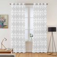 thumbnail image 2 of Kitchen Curtains 84 Inch Length 2 Panels, Grey Boho Grommets Window Treatment Curtain, Vintage Ethnic Tribe Abstract Art Thermal Curtains Drapes for Living Room/Bathroom, 2 of 9