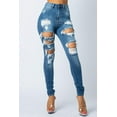 thumbnail image 2 of Women's Distressed Jean Medium Wash Ladies Skinny Jean High Waist, 2 of 4