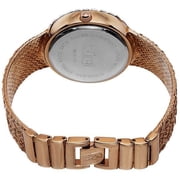 Burgi Womens Floating Crystals Quartz Brass Rose-Tone Bracelet Watch