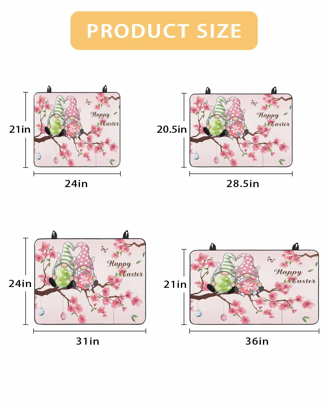 Large Induction Cooktop Protector Mat Happy Easter Stove Top Covers for Electric Stove, Pink Spring Gnomes Eggs Flower Branch Rabbit Decorative Stove Burner Cover Mats, Glass Top Stove Cover