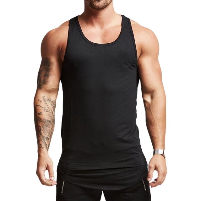 T04 - playera de tirantes de algodón para hombre Negro - G Negro - G Xishao ropa