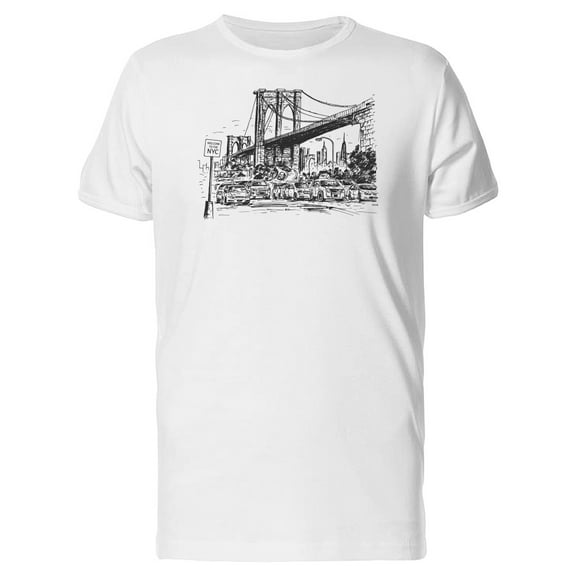 Nyc Bridge Sketch T-Shirt Men -Image by Shutterstock, Male 3X-Large