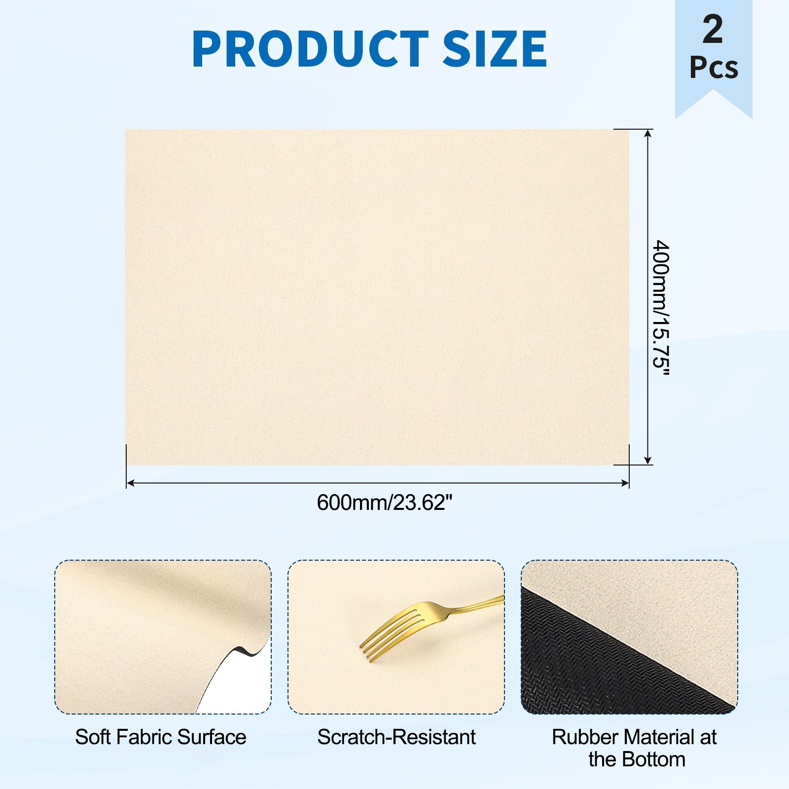 Washer and Dryer Top Protector Mat 24" x 16", 2Pack - Non-Slip, Quick Drying Rubber Washing Machine Top Cover Pad for Home Kitchen Laundry Room, Beige