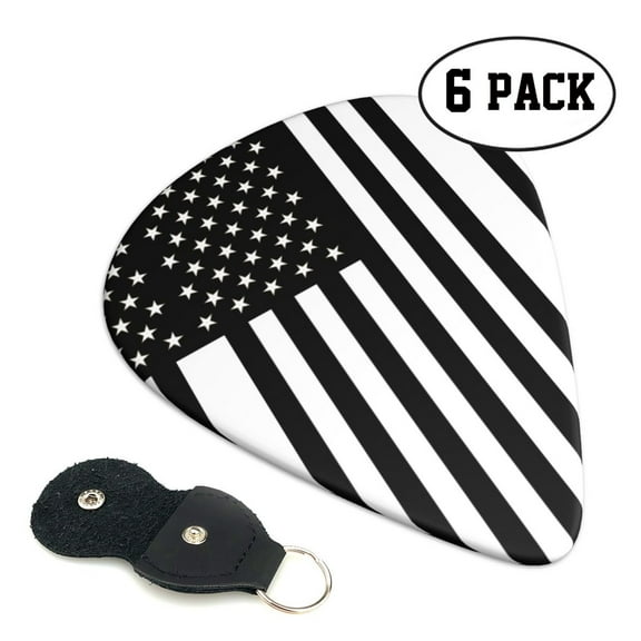 6pcs Set Black America Flag Guitar Picks Plectrums for Bass Electric Guitar Acoustic Guitar Lovers Guitarists