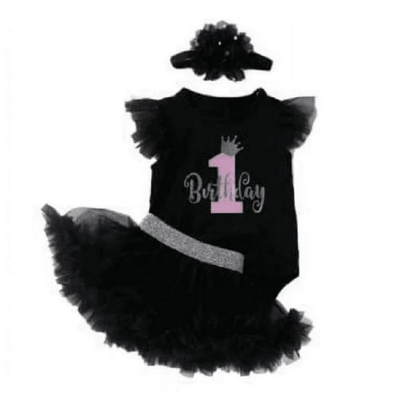 Global Trend LLC Daddy and Baby Girl Clothes Short Sleeveless O-Neck Romper - Floral Camo Headband Baby Black Outfit