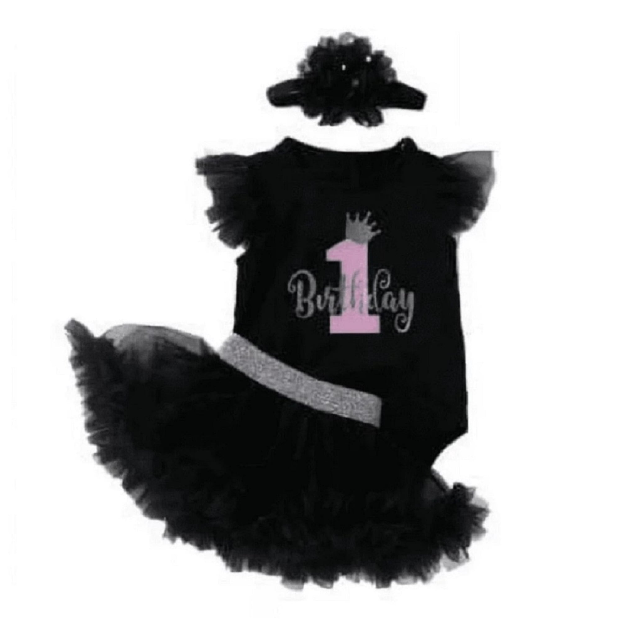 Global Trend LLC Daddy and Baby Girl Clothes Short Sleeveless O-Neck Romper - Floral Camo Headband Baby Black Outfit