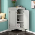 thumbnail image 3 of ANTSKU Corner Cabinet with Doors, Corner Bathroom Storage Cabinet with 2 Adjustable Shelves, Bathroom Floor Corner Cabinet for Kitchen, Bathroom, Living Room (Gray), 3 of 9