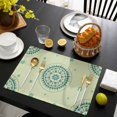 thumbnail image 3 of Green Floral Placemats Set of 6, round Floral Ethnic Abstract Patterned Placemats for Dining Table, Place Mats for Kitchen Tabletop, Waterproof Wipeable Dining Table Mats Set, 3 of 9