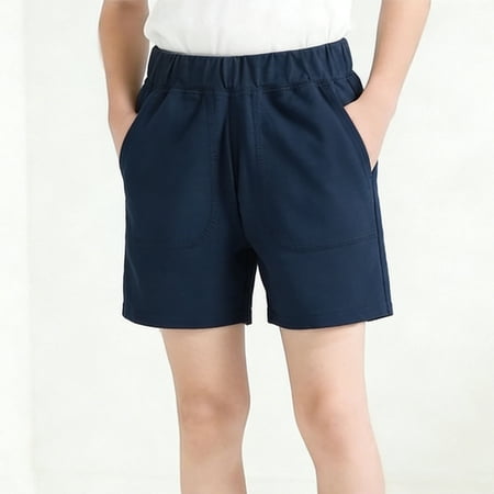 Fengqque Boy and Girl Running Shorts Athletic Basketball Shorts Quick Dry Youth Teen Shorts with Pockets 6-12 Years Old Blue 2-3Years