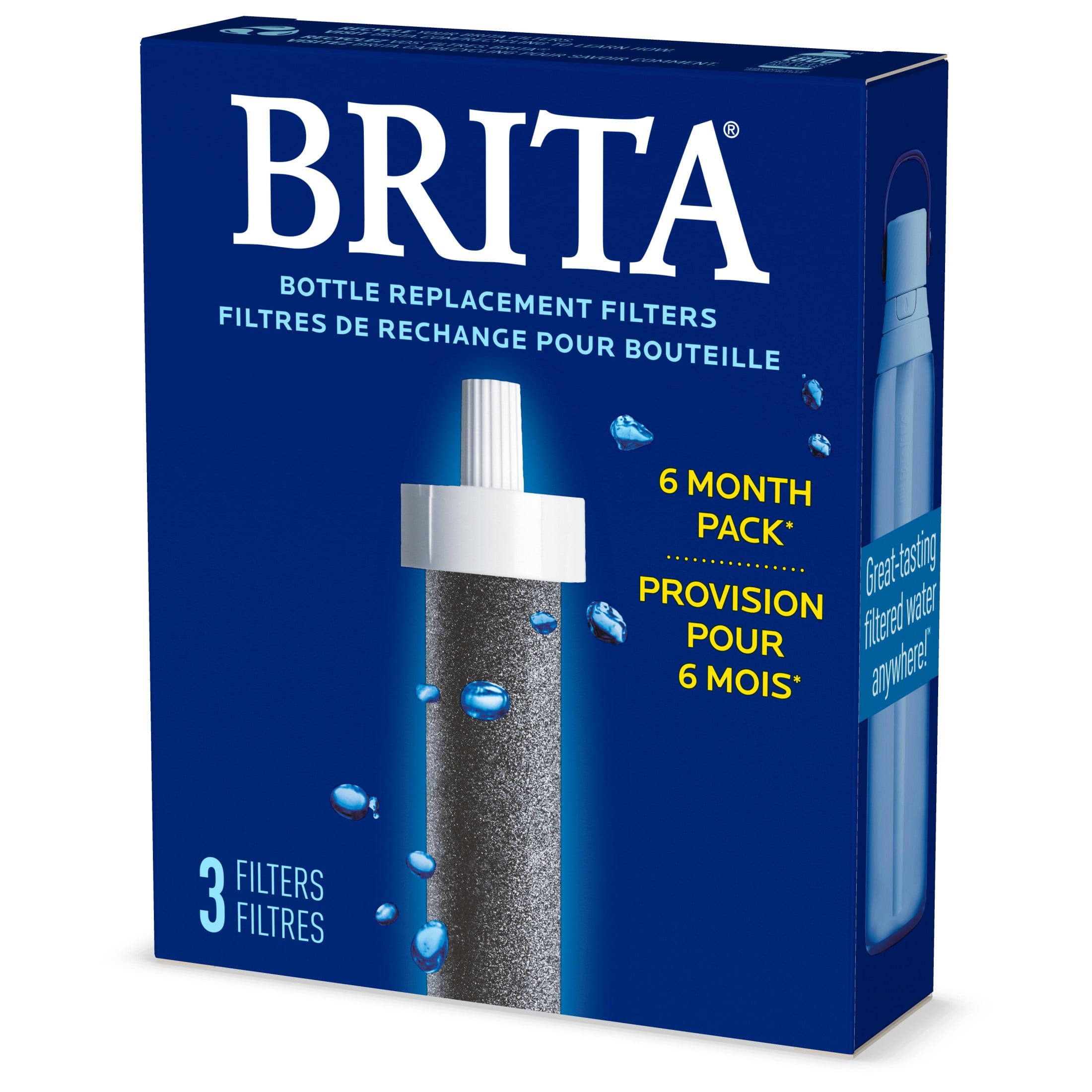 (2 pack) Brita Water Bottle Replacement Filters, 2 Month Filter Life, Compatible with All Brita Filtered Water Bottles, 3 Pack