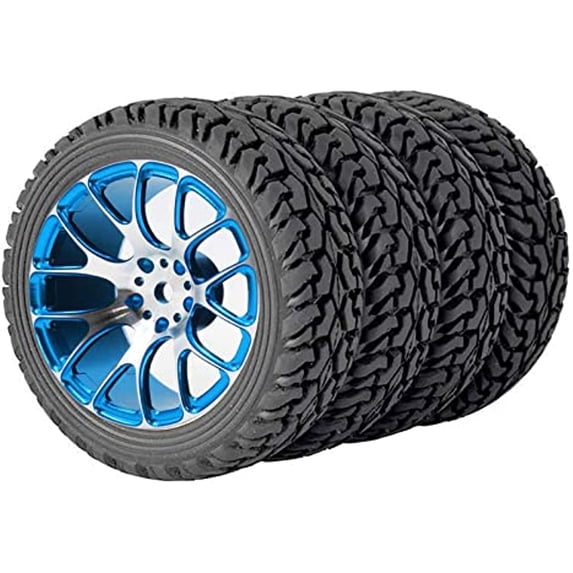 LINLIN 4PCS 1:10 Rally Car 75mm Grain Rubber Tyres Tires Aluminum Alloy Metal 7Y-Spokes Wheel Rims Compatible with 1/10 Sakura Traxxas Tamiya Kyosho RC On Road Racing Touring Car Parts
