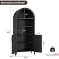 thumbnail image 2 of 5 Tier Arched Bookcase with Rattan Doors, Modern Bookshelf Storage Cabinet, Open Display Shelf, for Home Office Living Room, Black, 2 of 8