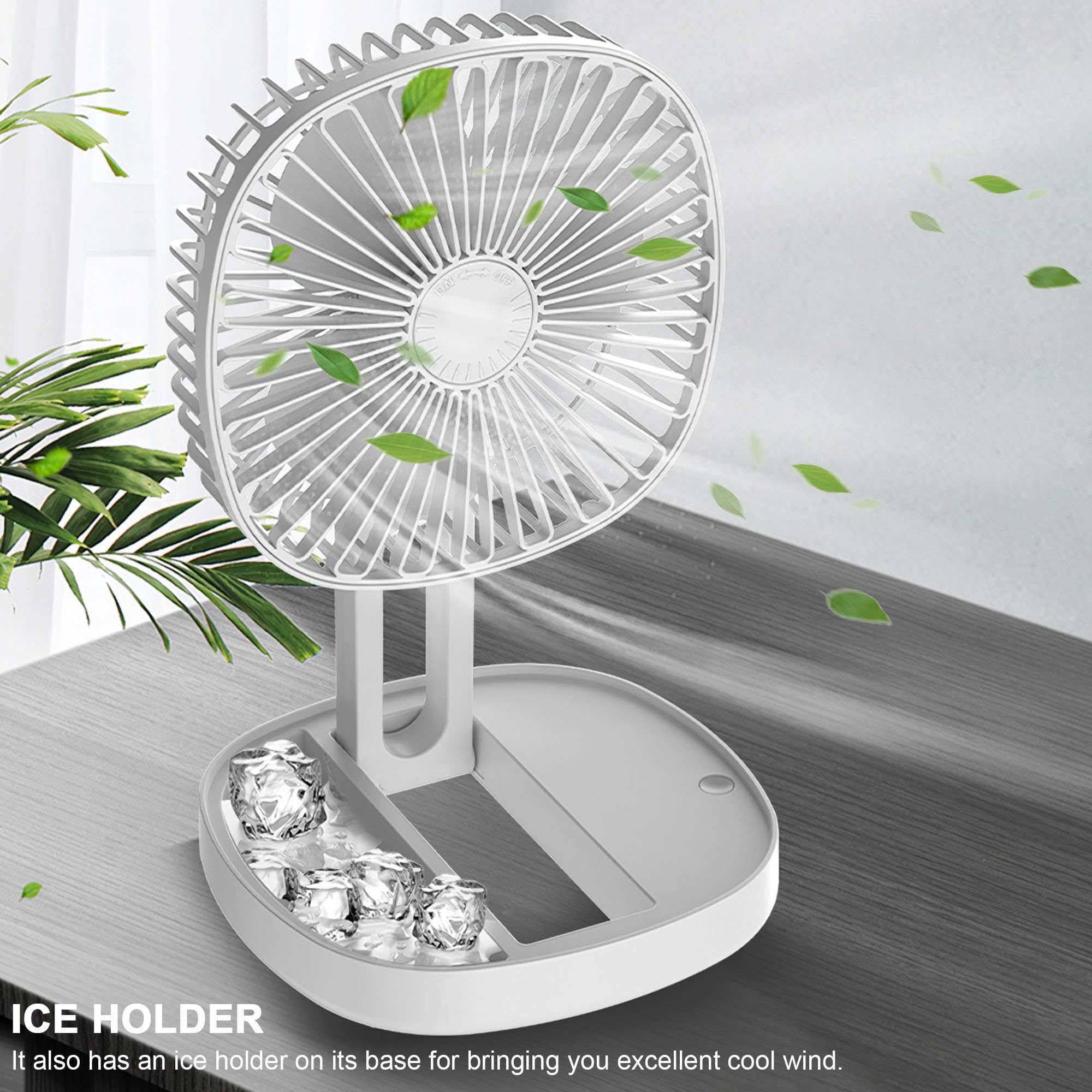 Deago 6.5 Inch Portable Travel Fan Folding Desk Fan Battery Operated & Rechargeable 3 Speeds Small Table Fan 185°Rotation Quiet for Bedroom Office