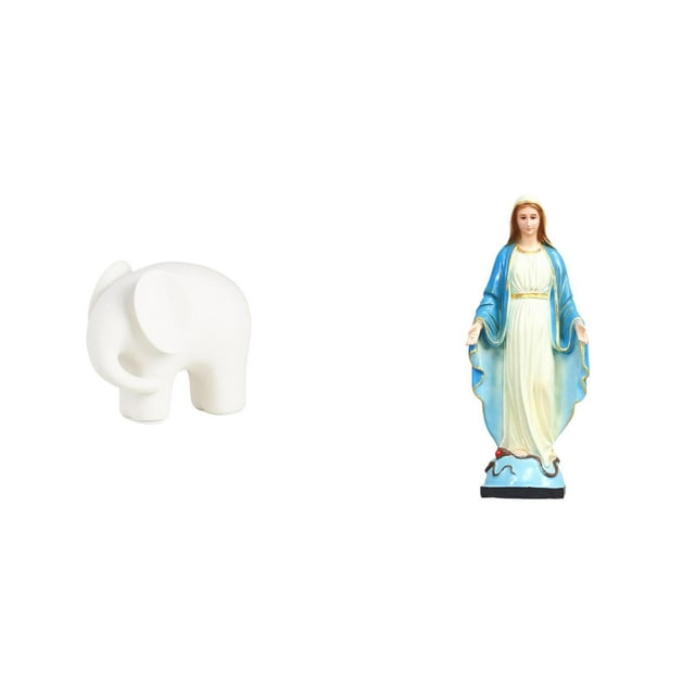 Estatua de elefante de cerámica, escultura animal, figura coleccionable con almohadillas antideslizantes para estantería o mesa. Imagen de M
