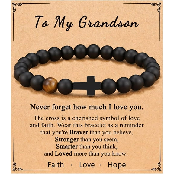 To Mens Gifts Cross Bracelet for Son, Grandson, Dad, Husband, Godfather, Men - Birthday Graduation Retirement Christmas Christian Gift for Men
