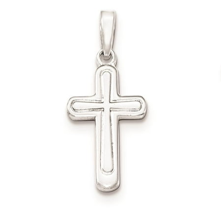 NEW Sterling Silver Polished Cross Hollow Charm Pendant