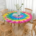 thumbnail image 3 of Rainbow Tie Dye Mandala Pattern Round Fitted Tablecloth with Elastic Edge,Dining Table Cover Waterproof,Outdoor Round Tablecloth for Camping,Dining,Indoor and Outdoor, 3 of 7