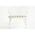thumbnail image 6 of Patio Bench In Cast Aluminum, With Floral Rose Accent And White Cushioned Seat For , Yard Outdoor Furniture Adorned Cushion, 6 of 6