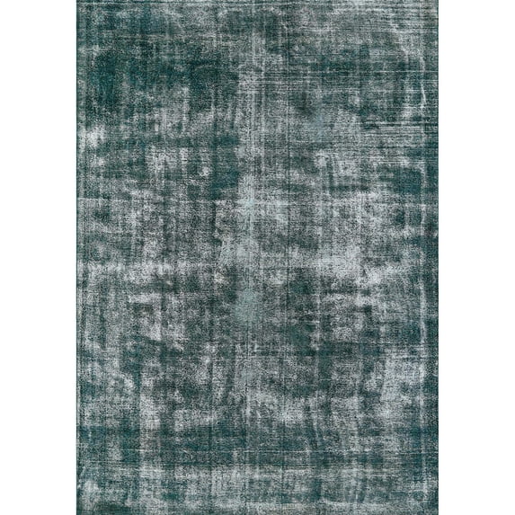 Ahgly Company Indoor Rectangle Mid-Century Modern Blue Moss Green Oriental Area Rugs, 8' x 12'