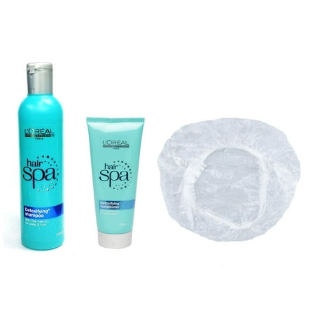 L'Oreal Hair Spa Set Of 3 (Detoxifying Shampoo+Conditioner+Shower Cap) With Ayur Product In