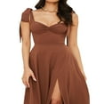 thumbnail image 2 of PENGXIANG Robe Midi Sans Manches d'Été pour Femmes Couleur Unie / Robe de Soirée Split Florale, 2 of 4