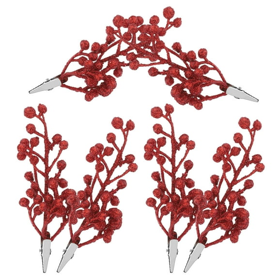 HOOWIFFY 6Pcs Red Berry Picks Christmas Tree Decorations Realistic Festive Branches for Holiday Decor