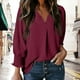 thumbnail image 2 of Vestido camisero holgado informal con cuello en V y mangas cortas para mujer - Mangas largas, estampado floral, mezcla de poliéster - Estilo para todas las estaciones, 2 of 5