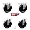thumbnail image 2 of 6 Inch Phenolic Wheel Swivel Bolt Hole Caster Set with 2 Total Lock Brake SCC, 2 of 2