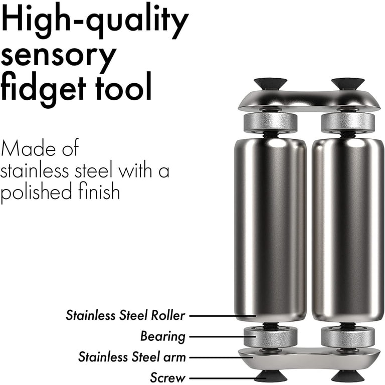 ONO, Stainless Steel Mini ONO Roller, Silver, Handheld Fidget Toy
