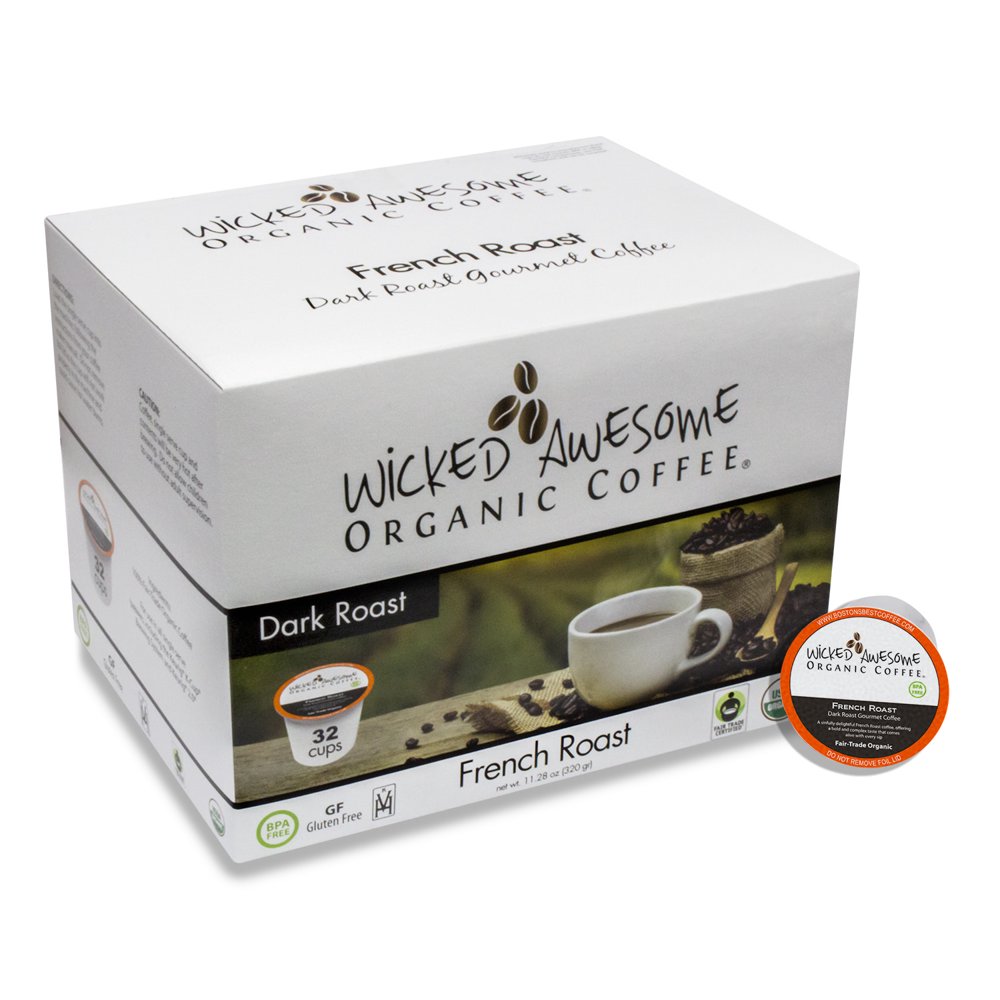 Wicked Awesome Fair Trade Organic French Roast Coffee, Single Serve