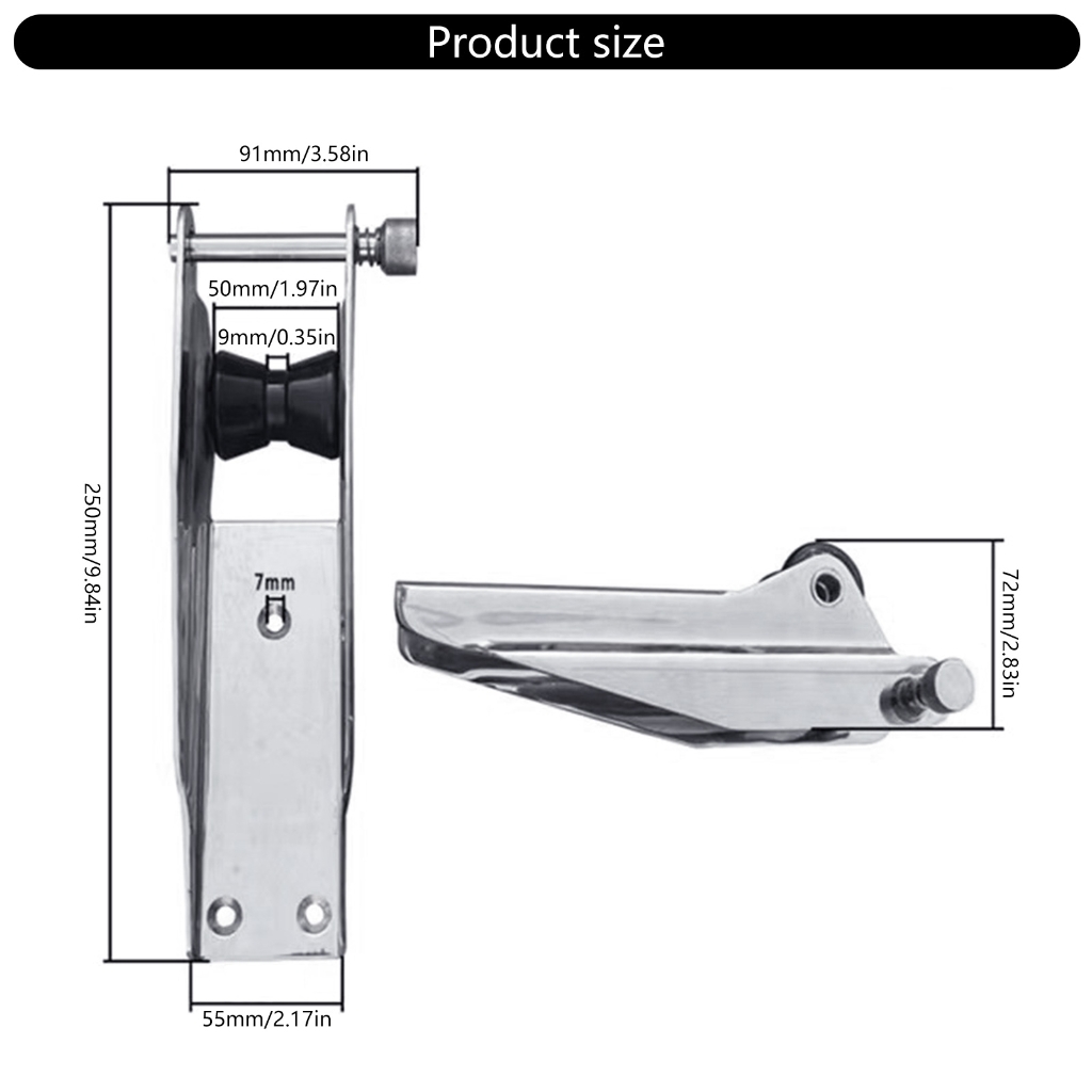 Roller Bracket Marine Docking Hardware Accessories with Quick Release Pin Stainless Rollers Fixed Bracket