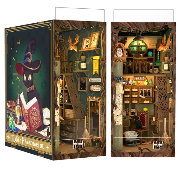 CUTEBEE Book Nook Kit, DIY Booknook Miniature House Tiny House 3D Wooden Puzzle Dollhouse Kit for Adults and Teens, Bookshelf Insert Decor, DIY Craft Gift Model Build