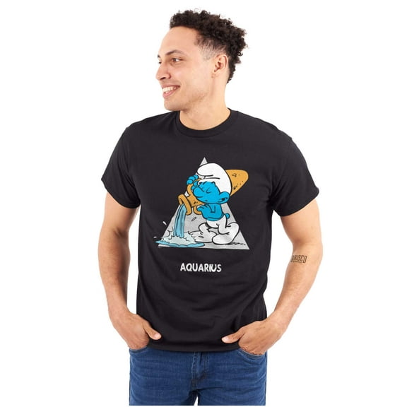 The Smurfs Aquarius Zodiac Sign Men's Graphic T Shirt Tees Brisco Brands S