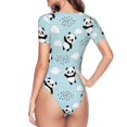 thumbnail image 4 of Fotbe Women Short Sleeve Bodysuit Round Neck Cute Panda Bear Bodysuit For Women Round Neck Scoop Neck Long Sleeve Stretch Tops Jumpsuit-Medium, 4 of 9