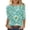 #02Multicolor, variant on Women's 3/4 Sleeve Blouses Spring Summer Womens Clothings Basic Tees Shirt Fashion Flowers Printed Round Neck Shirts Pullover Tops